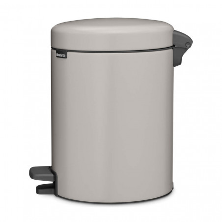 Κάδος απορριμμάτων με πεντάλ Brabantia NewIcon 1010434, 5 λ, Απαλό κλείσιμο, Αντιολισθητική βάση, Ανοιχτό γκρι