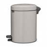 Κάδος απορριμμάτων με πεντάλ Brabantia NewIcon 1010434, 5 λ, Απαλό κλείσιμο, Αντιολισθητική βάση, Ανοιχτό γκρι