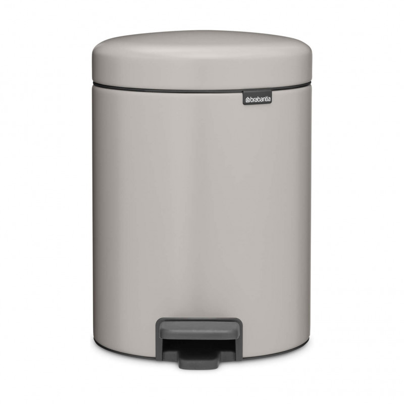 Κάδος απορριμμάτων με πεντάλ Brabantia NewIcon 1010434, 5 λ, Απαλό κλείσιμο, Αντιολισθητική βάση, Ανοιχτό γκρι