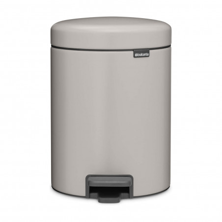 Κάδος απορριμμάτων με πεντάλ Brabantia NewIcon 1010434, 5 λ, Απαλό κλείσιμο, Αντιολισθητική βάση, Ανοιχτό γκρι