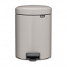 Κάδος απορριμμάτων με πεντάλ Brabantia NewIcon 1010434, 5 λ, Απαλό κλείσιμο, Αντιολισθητική βάση, Ανοιχτό γκρι