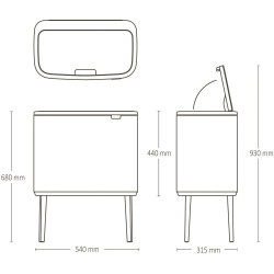 Κάδος απορριμμάτων Brabantia Bo Touch 1010451, 36 λίτρα, Ομαλό και αθόρυβο άνοιγμα, Μεγάλο άνοιγμα, Ανοιχτό γκρι