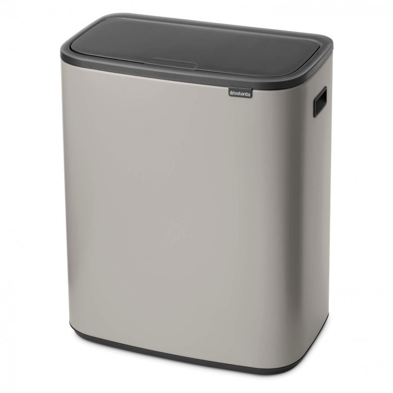 Κάδος απορριμμάτων Brabantia Bo Touch 1010455, 60 λίτρα, Ομαλό και αθόρυβο άνοιγμα, Μεγάλο άνοιγμα, Ανοιχτό γκρι