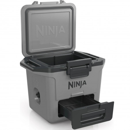 Ψυκτική θήκη Ninja FrostVault FB131EUGY, 28 λίτρα, Παθητική ψύξη, χωρητικότητα 48 κουτιών, Διατηρεί τον πάγο έως και 5 ημέρες, Ξηρό διαμέρισμα, Γκρι