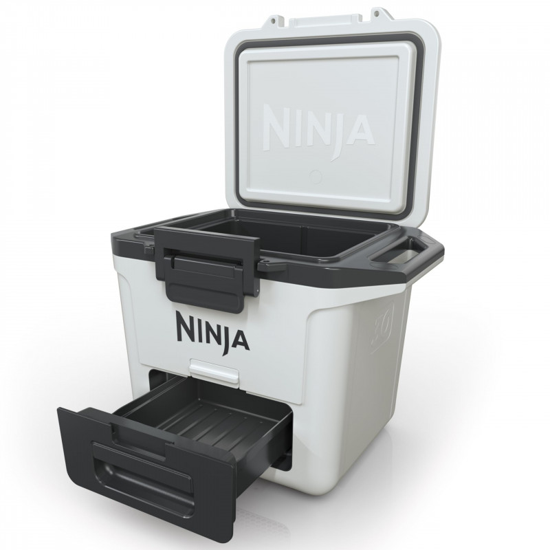 Ψυκτική θήκη Ninja FrostVault FB131EUWH, 28 λίτρα, Παθητική ψύξη, χωρητικότητα 48 κουτιών, Διατηρεί τον πάγο έως και 5 ημέρες, Ξηρό διαμέρισμα, Λευκό