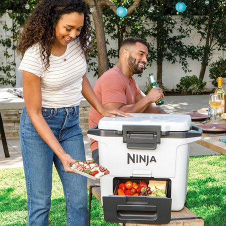 Ψυκτική θήκη Ninja FrostVault FB131EUWH, 28 λίτρα, Παθητική ψύξη, χωρητικότητα 48 κουτιών, Διατηρεί τον πάγο έως και 5 ημέρες, Ξηρό διαμέρισμα, Λευκό