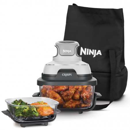 Φριτέζα με ζεστό αέρα 4 σε 1 Ninja CRISPi FN102EU, 1700 W, 3,8 + 1,4 λίτρα, 70-185 °C, TempWare, κεραμικές πλάκες, χωρίς PFAS, φορητός σχεδιασμός, λευκό