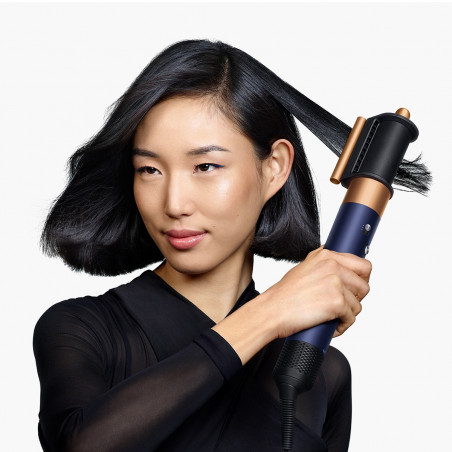 Σίδερο μαλλιών Dyson 107163-01 HS08 Airwrap i.d.™ T1/T2 PBu/RCo Straight + Wavy, 1300 W, 13,5 l/s, Αυτόματη δημιουργία μπούκλων, Ιονισμός, 3 ταχύτητες, 3 θερμοκρασίες, Bluetooth, Μπλε της Πρωσίας/χάλκινο χρώμα