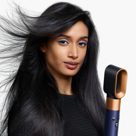 Σίδερο μαλλιών Dyson 107163-01 HS08 Airwrap i.d.™ T1/T2 PBu/RCo Straight + Wavy, 1300 W, 13,5 l/s, Αυτόματη δημιουργία μπούκλων, Ιονισμός, 3 ταχύτητες, 3 θερμοκρασίες, Bluetooth, Μπλε της Πρωσίας/χάλκινο χρώμα