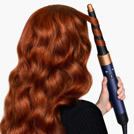 Σίδερο μαλλιών Dyson 107163-01 HS08 Airwrap i.d.™ T1/T2 PBu/RCo Straight + Wavy, 1300 W, 13,5 l/s, Αυτόματη δημιουργία μπούκλων, Ιονισμός, 3 ταχύτητες, 3 θερμοκρασίες, Bluetooth, Μπλε της Πρωσίας/χάλκινο χρώμα