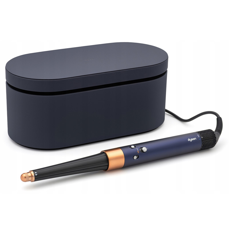 Σίδερο μαλλιών Dyson 107163-01 HS08 Airwrap i.d.™ T1/T2 PBu/RCo Straight + Wavy, 1300 W, 13,5 l/s, Αυτόματη δημιουργία μπούκλων, Ιονισμός, 3 ταχύτητες, 3 θερμοκρασίες, Bluetooth, Μπλε της Πρωσίας/χάλκινο χρώμα