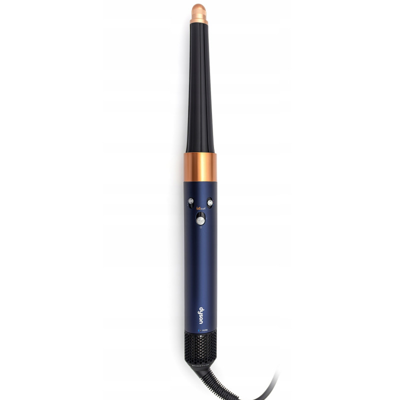 Σίδερο μαλλιών Dyson 107163-01 HS08 Airwrap i.d.™ T1/T2 PBu/RCo Straight + Wavy, 1300 W, 13,5 l/s, Αυτόματη δημιουργία μπούκλων, Ιονισμός, 3 ταχύτητες, 3 θερμοκρασίες, Bluetooth, Μπλε της Πρωσίας/χάλκινο χρώμα