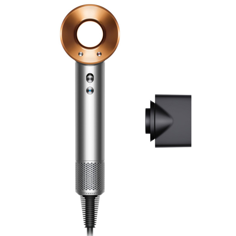 Στεγνωτήρας μαλλιών Dyson Supersonic Origin HD07 Ni/Cop 107830-01, 1600 W, 3 ταχύτητες, 4 επίπεδα θερμοκρασίας, 110 000 στροφές/λεπτό, ιονισμός, Air Multiplier, χρώμα νικελίου/χαλκού