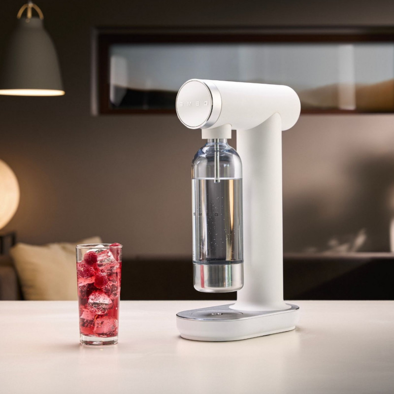 Μηχανή σόδας SMEG Collezione SKC01WHM, 800 ml, CO2, Βαλβίδα ασφαλείας, Δίσκος αποστράγγισης, Χειροκίνητη, Λευκό ματ