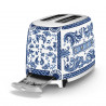 Τοστιέρα SMEG Dolce & Gabbana Blu Mediterraneo TSF01DGBEU, 950 W, 2 φέτες, 6 επίπεδα, Δοχείο για ψίχουλα, Ενσωματωμένο καλώδιο, Ανοξείδωτο ατσάλι, Μπλε