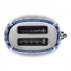 Τοστιέρα SMEG Dolce & Gabbana Blu Mediterraneo TSF01DGBEU, 950 W, 2 φέτες, 6 επίπεδα, Δοχείο για ψίχουλα, Ενσωματωμένο καλώδιο, Ανοξείδωτο ατσάλι, Μπλε