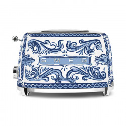 Τοστιέρα SMEG Dolce & Gabbana Blu Mediterraneo TSF01DGBEU, 950 W, 2 φέτες, 6 επίπεδα, Δοχείο για ψίχουλα, Ενσωματωμένο καλώδιο, Ανοξείδωτο ατσάλι, Μπλε