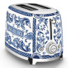 Τοστιέρα SMEG Dolce & Gabbana Blu Mediterraneo TSF01DGBEU, 950 W, 2 φέτες, 6 επίπεδα, Δοχείο για ψίχουλα, Ενσωματωμένο καλώδιο, Ανοξείδωτο ατσάλι, Μπλε