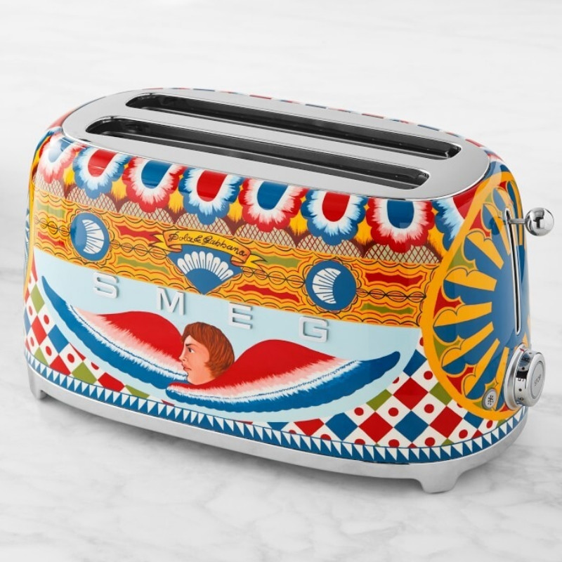 Τοστιέρα SMEG Dolce & Gabbana Sicily is my Love! TSF02DGEU, 1500 W, 4 φέτες, 6 επίπεδα, Δίσκος για ψίχουλα, Ενσωματωμένο καλώδιο, Ανοξείδωτο ατσάλι, Πολύχρωμη