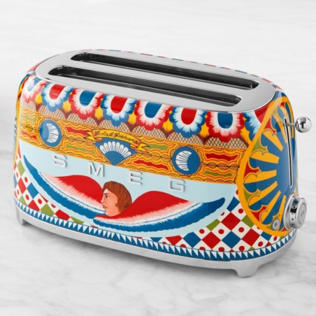 Τοστιέρα SMEG Dolce & Gabbana Sicily is my Love! TSF02DGEU, 1500 W, 4 φέτες, 6 επίπεδα, Δίσκος για ψίχουλα, Ενσωματωμένο καλώδιο, Ανοξείδωτο ατσάλι, Πολύχρωμη