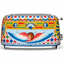 Τοστιέρα SMEG Dolce & Gabbana Sicily is my Love! TSF02DGEU, 1500 W, 4 φέτες, 6 επίπεδα, Δίσκος για ψίχουλα, Ενσωματωμένο καλώδιο, Ανοξείδωτο ατσάλι, Πολύχρωμη