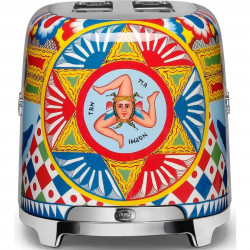 Τοστιέρα SMEG Dolce & Gabbana Sicily is my Love! TSF02DGEU, 1500 W, 4 φέτες, 6 επίπεδα, Δίσκος για ψίχουλα, Ενσωματωμένο καλώδιο, Ανοξείδωτο ατσάλι, Πολύχρωμη