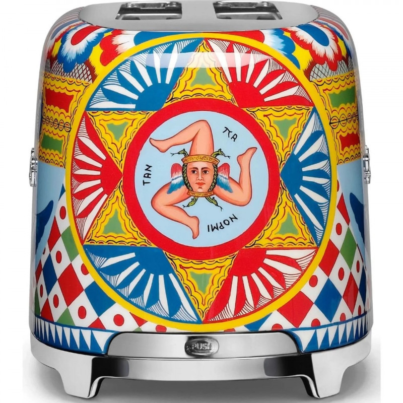 Τοστιέρα SMEG Dolce & Gabbana Sicily is my Love! TSF02DGEU, 1500 W, 4 φέτες, 6 επίπεδα, Δίσκος για ψίχουλα, Ενσωματωμένο καλώδιο, Ανοξείδωτο ατσάλι, Πολύχρωμη