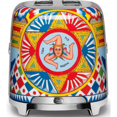 Τοστιέρα SMEG Dolce & Gabbana Sicily is my Love! TSF02DGEU, 1500 W, 4 φέτες, 6 επίπεδα, Δίσκος για ψίχουλα, Ενσωματωμένο καλώδιο, Ανοξείδωτο ατσάλι, Πολύχρωμη