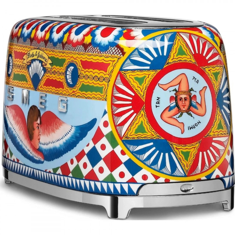 Τοστιέρα SMEG Dolce & Gabbana Sicily is my Love! TSF02DGEU, 1500 W, 4 φέτες, 6 επίπεδα, Δίσκος για ψίχουλα, Ενσωματωμένο καλώδιο, Ανοξείδωτο ατσάλι, Πολύχρωμη