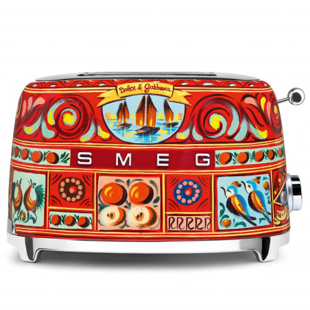 Τοστιέρα SMEG Dolce & Gabbana Sicily is my Love! TSF01DGEU, 950 W, 2 φέτες, 6 επίπεδα, Δοχείο για ψίχουλα, Ενσωματωμένο καλώδιο, Ανοξείδωτο ατσάλι, Πολύχρωμη