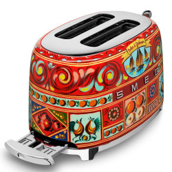 Τοστιέρα SMEG Dolce & Gabbana Sicily is my Love! TSF01DGEU, 950 W, 2 φέτες, 6 επίπεδα, Δοχείο για ψίχουλα, Ενσωματωμένο καλώδιο, Ανοξείδωτο ατσάλι, Πολύχρωμη