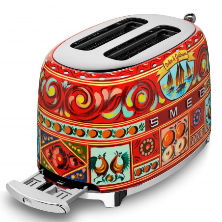 Τοστιέρα SMEG Dolce & Gabbana Sicily is my Love! TSF01DGEU, 950 W, 2 φέτες, 6 επίπεδα, Δοχείο για ψίχουλα, Ενσωματωμένο καλώδιο, Ανοξείδωτο ατσάλι, Πολύχρωμη
