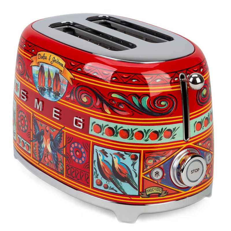 Τοστιέρα SMEG Dolce & Gabbana Sicily is my Love! TSF01DGEU, 950 W, 2 φέτες, 6 επίπεδα, Δοχείο για ψίχουλα, Ενσωματωμένο καλώδιο, Ανοξείδωτο ατσάλι, Πολύχρωμη