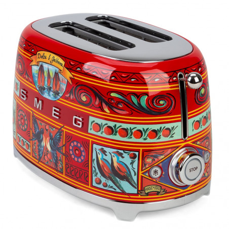 Τοστιέρα SMEG Dolce & Gabbana Sicily is my Love! TSF01DGEU, 950 W, 2 φέτες, 6 επίπεδα, Δοχείο για ψίχουλα, Ενσωματωμένο καλώδιο, Ανοξείδωτο ατσάλι, Πολύχρωμη