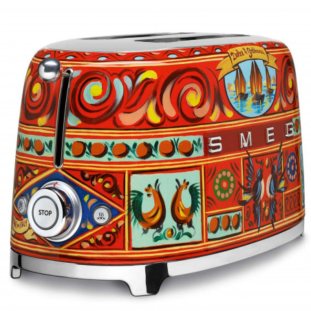 Τοστιέρα SMEG Dolce & Gabbana Sicily is my Love! TSF01DGEU, 950 W, 2 φέτες, 6 επίπεδα, Δοχείο για ψίχουλα, Ενσωματωμένο καλώδιο, Ανοξείδωτο ατσάλι, Πολύχρωμη