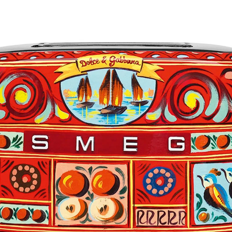 Τοστιέρα SMEG Dolce & Gabbana Sicily is my Love! TSF01DGEU, 950 W, 2 φέτες, 6 επίπεδα, Δοχείο για ψίχουλα, Ενσωματωμένο καλώδιο, Ανοξείδωτο ατσάλι, Πολύχρωμη