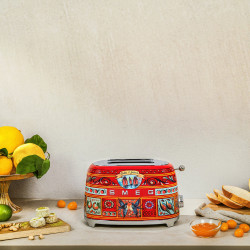 Τοστιέρα SMEG Dolce & Gabbana Sicily is my Love! TSF01DGEU, 950 W, 2 φέτες, 6 επίπεδα, Δοχείο για ψίχουλα, Ενσωματωμένο καλώδιο, Ανοξείδωτο ατσάλι, Πολύχρωμη