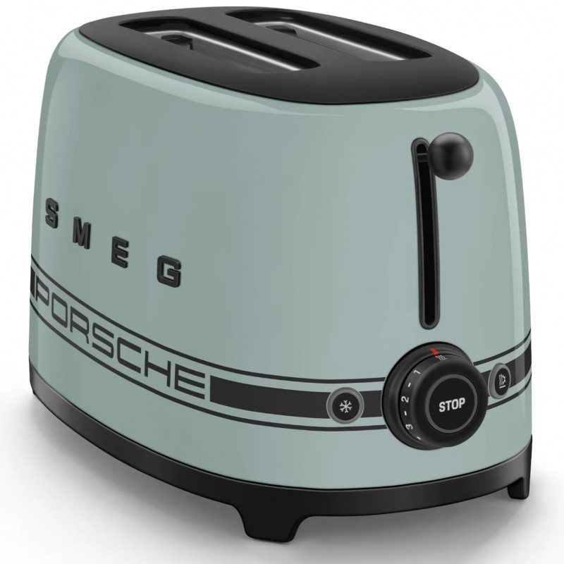 Τοστιέρα SMEG 50's Style Porsche TSF01PSGEU, 950 W, 2 φέτες, 6 επίπεδα, Δίσκος για ψίχουλα, Ενσωματωμένο καλώδιο, Ανοξείδωτο ατσάλι, Πράσινο