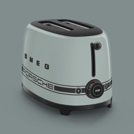 Τοστιέρα SMEG 50's Style Porsche TSF01PSGEU, 950 W, 2 φέτες, 6 επίπεδα, Δίσκος για ψίχουλα, Ενσωματωμένο καλώδιο, Ανοξείδωτο ατσάλι, Πράσινο