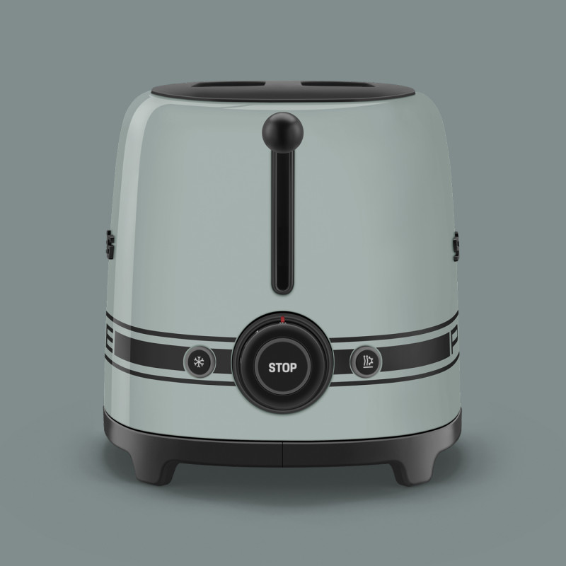 Τοστιέρα SMEG 50's Style Porsche TSF01PSGEU, 950 W, 2 φέτες, 6 επίπεδα, Δίσκος για ψίχουλα, Ενσωματωμένο καλώδιο, Ανοξείδωτο ατσάλι, Πράσινο
