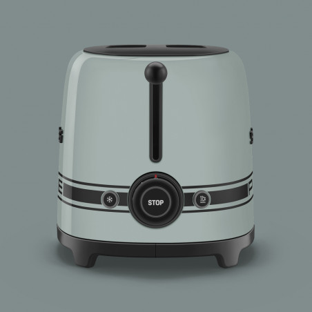 Τοστιέρα SMEG 50's Style Porsche TSF01PSGEU, 950 W, 2 φέτες, 6 επίπεδα, Δίσκος για ψίχουλα, Ενσωματωμένο καλώδιο, Ανοξείδωτο ατσάλι, Πράσινο