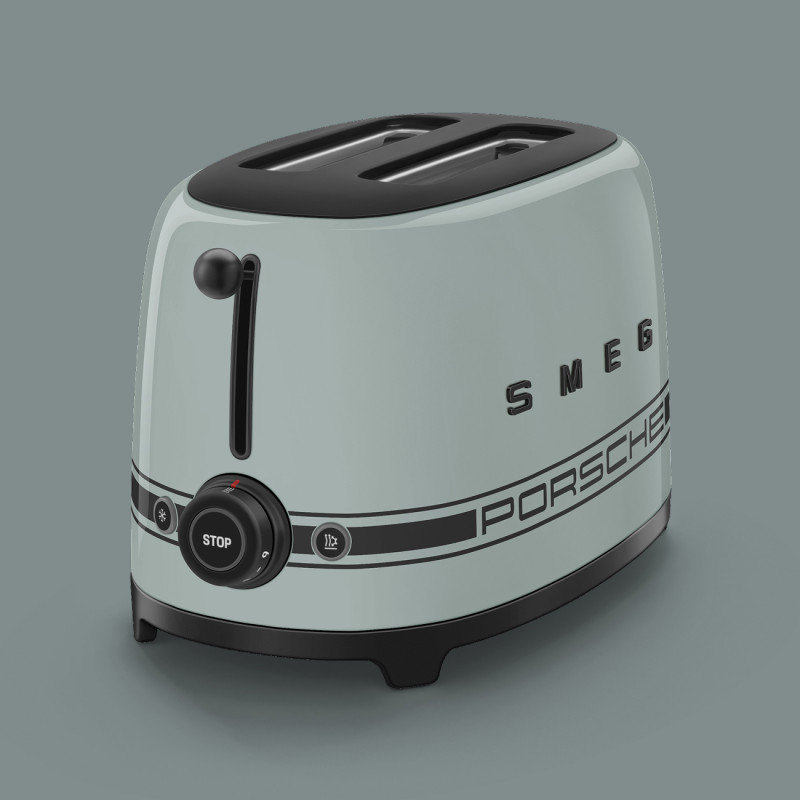 Τοστιέρα SMEG 50's Style Porsche TSF01PSGEU, 950 W, 2 φέτες, 6 επίπεδα, Δίσκος για ψίχουλα, Ενσωματωμένο καλώδιο, Ανοξείδωτο ατσάλι, Πράσινο