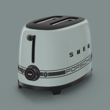 Τοστιέρα SMEG 50's Style Porsche TSF01PSGEU, 950 W, 2 φέτες, 6 επίπεδα, Δίσκος για ψίχουλα, Ενσωματωμένο καλώδιο, Ανοξείδωτο ατσάλι, Πράσινο