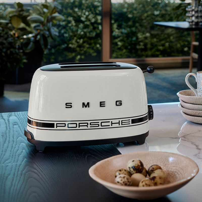 Τοστιέρα SMEG 50's Style Porsche TSF01PCWEU, 950 W, 2 φέτες, 6 επίπεδα, Δίσκος για ψίχουλα, Ενσωματωμένο καλώδιο, Ανοξείδωτο ατσάλι, Λευκό