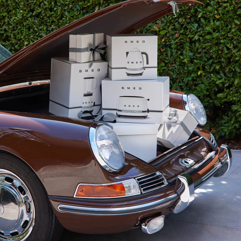Τοστιέρα SMEG 50's Style Porsche TSF01PCWEU, 950 W, 2 φέτες, 6 επίπεδα, Δίσκος για ψίχουλα, Ενσωματωμένο καλώδιο, Ανοξείδωτο ατσάλι, Λευκό