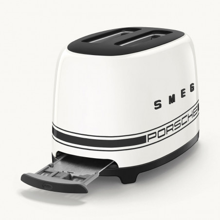 Τοστιέρα SMEG 50's Style Porsche TSF01PCWEU, 950 W, 2 φέτες, 6 επίπεδα, Δίσκος για ψίχουλα, Ενσωματωμένο καλώδιο, Ανοξείδωτο ατσάλι, Λευκό