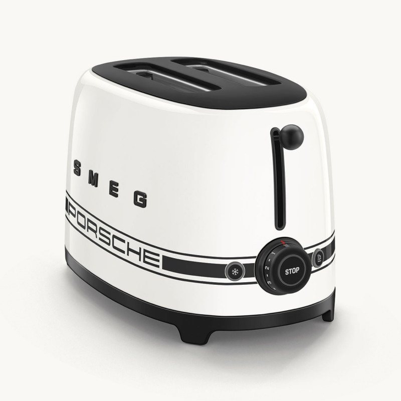 Τοστιέρα SMEG 50's Style Porsche TSF01PCWEU, 950 W, 2 φέτες, 6 επίπεδα, Δίσκος για ψίχουλα, Ενσωματωμένο καλώδιο, Ανοξείδωτο ατσάλι, Λευκό