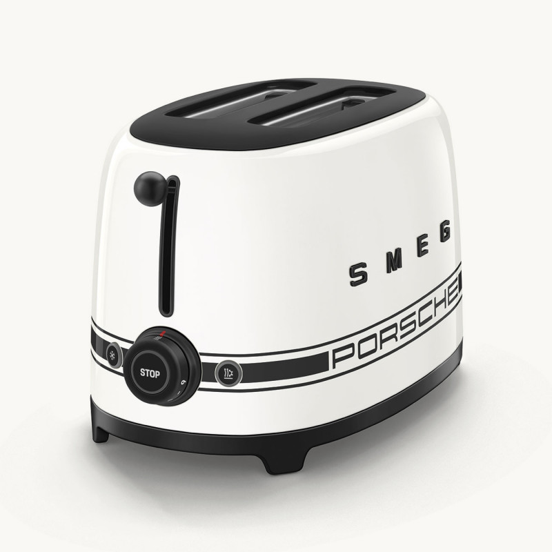Τοστιέρα SMEG 50's Style Porsche TSF01PCWEU, 950 W, 2 φέτες, 6 επίπεδα, Δίσκος για ψίχουλα, Ενσωματωμένο καλώδιο, Ανοξείδωτο ατσάλι, Λευκό
