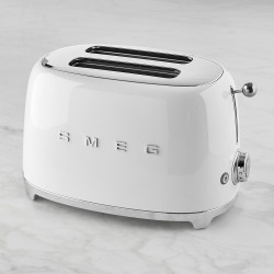 Τοστιέρα SMEG 50's Style TSF01WHEU, 950 W, 2 φέτες, 6 επίπεδα, Δίσκος για ψίχουλα, Ενσωματωμένο καλώδιο, Ανοξείδωτο ατσάλι, Λευκό