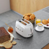 Τοστιέρα SMEG 50's Style TSF01WHEU, 950 W, 2 φέτες, 6 επίπεδα, Δίσκος για ψίχουλα, Ενσωματωμένο καλώδιο, Ανοξείδωτο ατσάλι, Λευκό